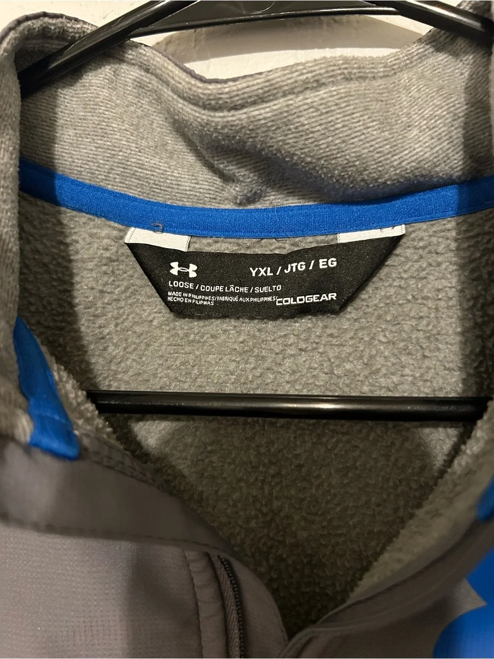Under Armour Two-Tone Gray Half-Zip Pullover with Blue Logo